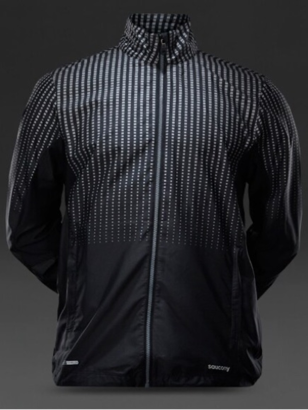 Men’s Saucony Sonic Reflex Full Zip Running Jacket | Black / Gray | Size Small